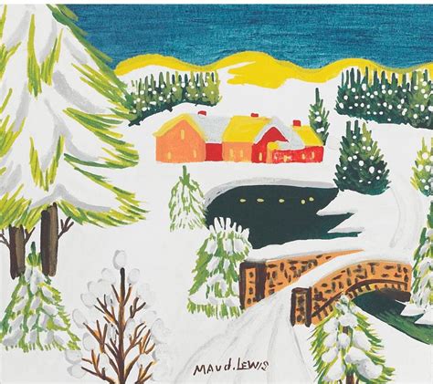 Winter Village Oil Painting Made By Maud Lewis