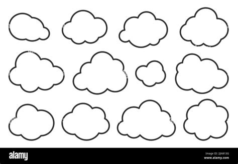 Cloud Thin Line Icons Set Outline Vector Sign Linear Symbol Of