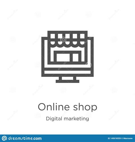 Online Shop Icon Vector From Digital Marketing Collection Thin Line