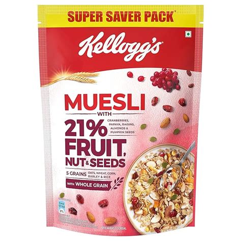 Amazon Kellogg S Muesli With 21 Fruit And Nut Pouch 750 G