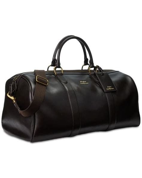 Polo Ralph Lauren Smooth Leather Duffel In Black For Men Lyst