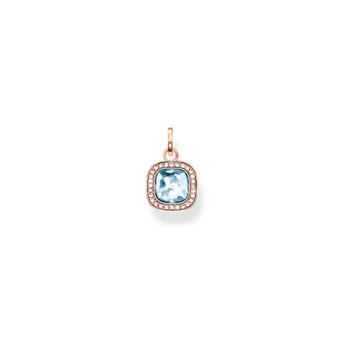 Thomas Sabo Rose Gold And Light Blue Stone Square Pendant Jewellery