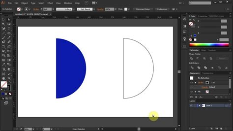 How To Draw A Half Circle In Adobe Illustrator Youtube