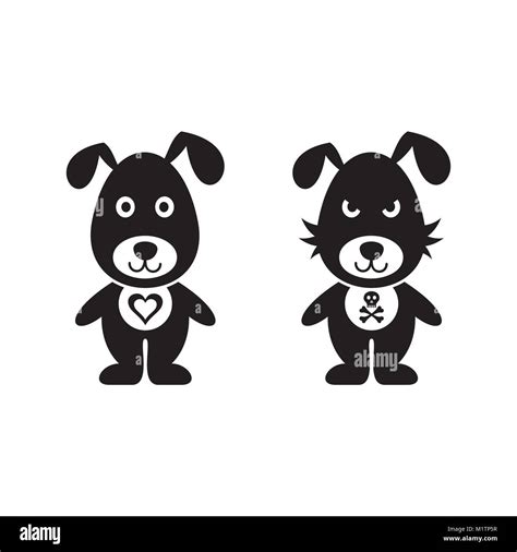 Black vector lovely and bad dog icons isolated Stock Vector Image & Art ...