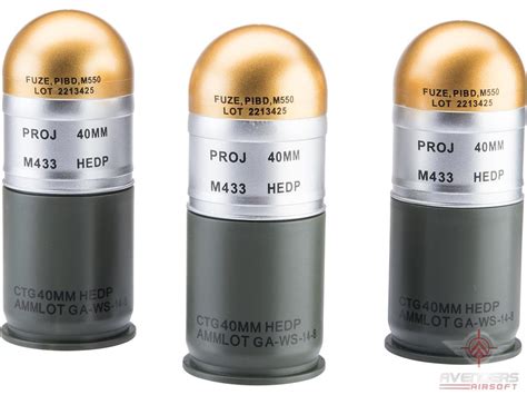 Avengers Airsoft M433 Hedp 40mm Dummy Grenade 3 Pack Color Hedp Gold