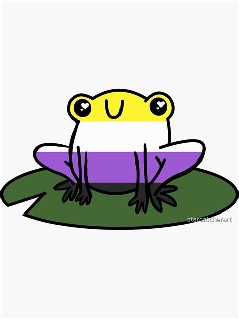 Nonbinary Pride Frog Sticker By Starcatcherart Redbubble