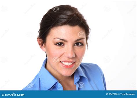 Junge Brunette Frau stockfoto Bild von mädchen blau