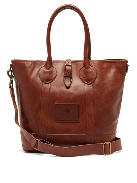 Polo Ralph Lauren Heritage Tumbled Leather Tote Bag In Brown For Men Lyst