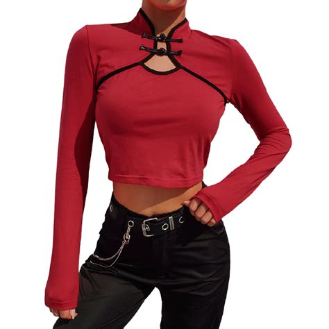 Long Sleeve Fashion Crop Tops Women Alternative Clothing Crop Top Fashion Crop Tops Women