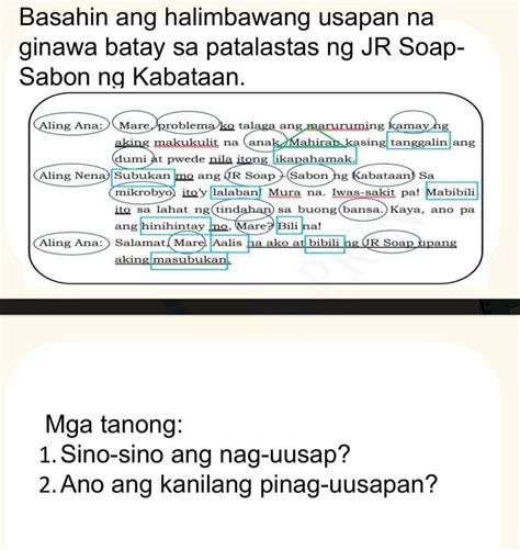 Solved Basahin Ang Halimbawang Usapan Na Ginawa Batay Sa Patalastas Ng