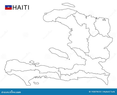 Haiti Map Black And White Detailed Outline Regions Of The Country