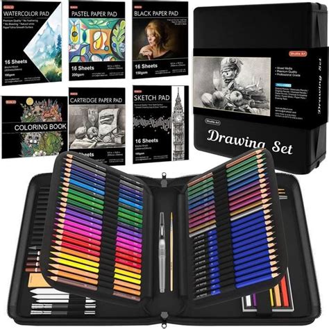 Shuttle Art Pcs Kit De Dessin Professionnel Lot De Crayons De