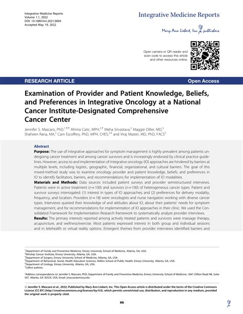 Pdf Examination Of Provider And Patient Knowledge Beliefs And