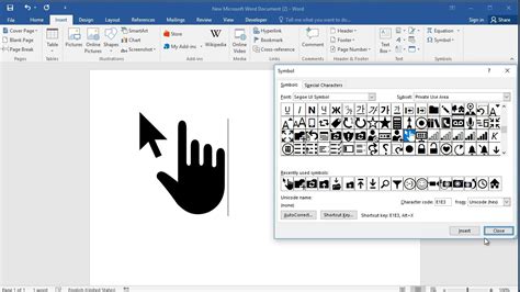 How To Insert Hand With Arrow Symbol In Word Youtube