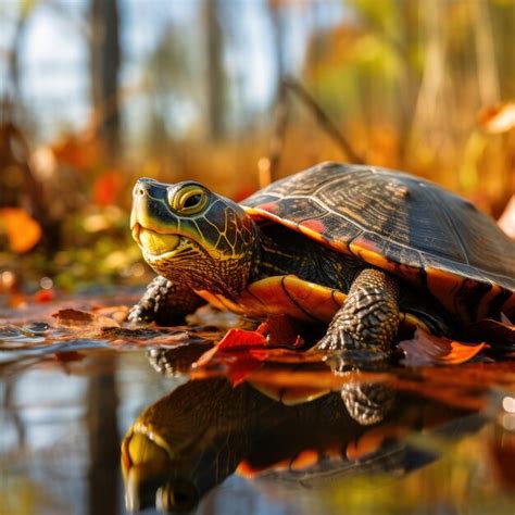 Premium AI Image | Small Turtle in its natural habitat macroshot ...