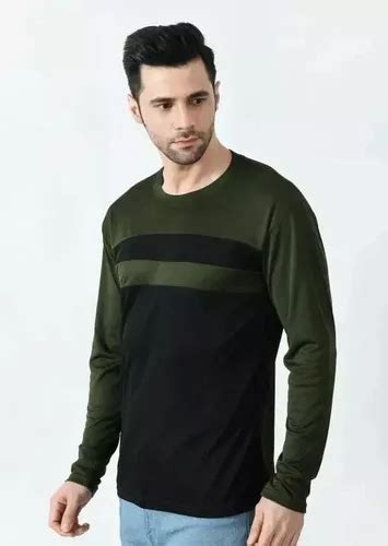 Striped Mens Polyester Full Sleeve T Shirt Round Neck At Rs 175 Piece