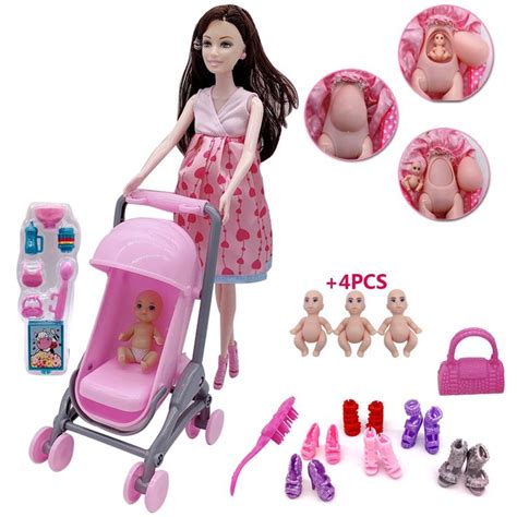 11.5 "2020 latest fashion pregnant Barbies + baby stroller in 2021 ...