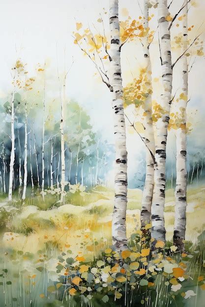 Premium Photo | Birch tree watercolor illustration