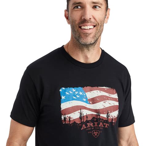 Ariat Mens Black American Flag Graphic T Shirt 10042776