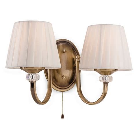 Firstlight 4862ab Langham 2 Light Wall Fitting With Pleated Cream Shade N20421 Indoor Lighting