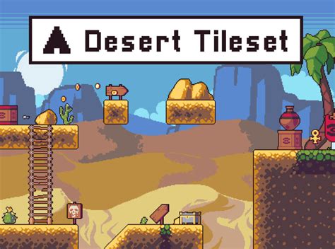 Desert Game Tileset Pixel Art By 2d Game Assets On Dribbble