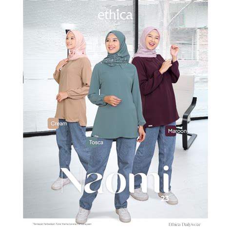 Jual Ethica Tunic Naomi 23 Atasan Muslim Wanita Shopee Indonesia