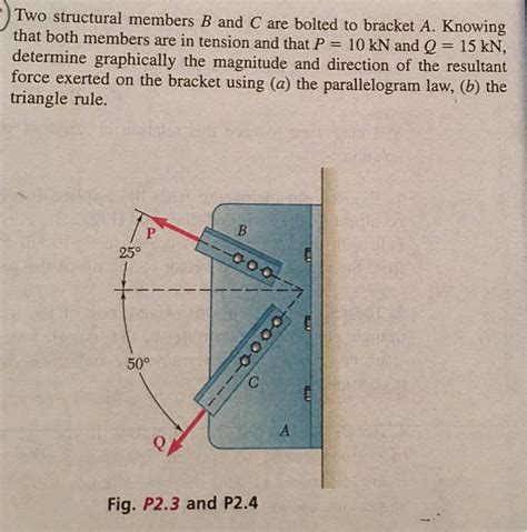 Solved Two Structural Members B And C Are Bolted To Bracket Chegg