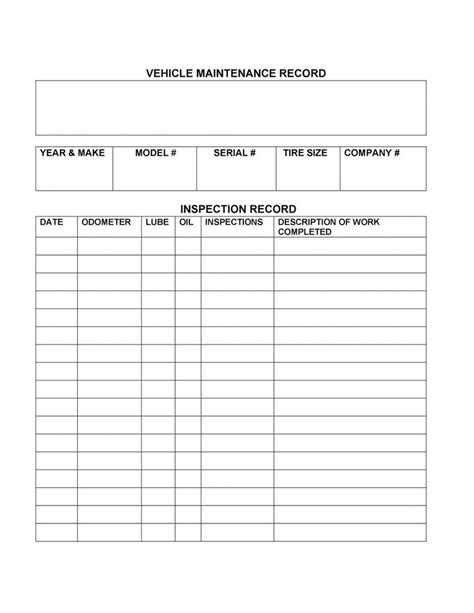 Sample 43 Printable Vehicle Maintenance Log Templates Templatelab