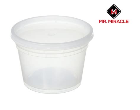 Mr Miracle Medium 16 ounce Deli Containers with Lids Sets. Pack of 48