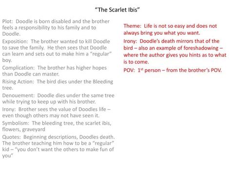 Ppt The Scarlet Ibis” Powerpoint Presentation Free Download Id