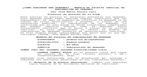 Cómo Subsanar Una Demanda Modelo De Escrito Judicial De Subsanación De