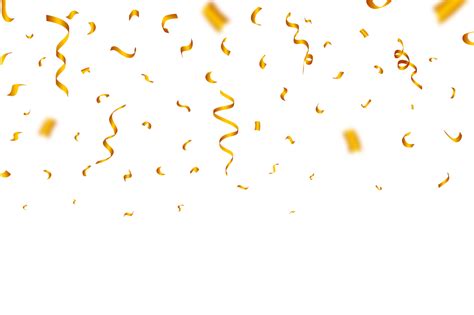 Golden Confetti Falling Background Realistic Golden Ribbon And Confetti Png Illustration