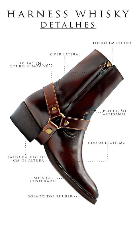 Bota Masculina Harness Couro Whisky Barcelona Design Barcelona Design