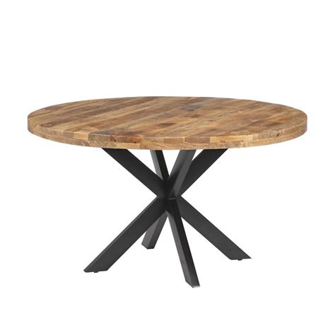 Table De Repas Ronde Cm Bois Brut Noir Amandia Univers Salle