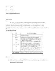 Lab 3 Precipitation Docx Chemistry 1131 2 Summer 2018 Lab 3