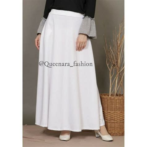 jual rok panjang wanita putih rok putih allsize  jumbo size