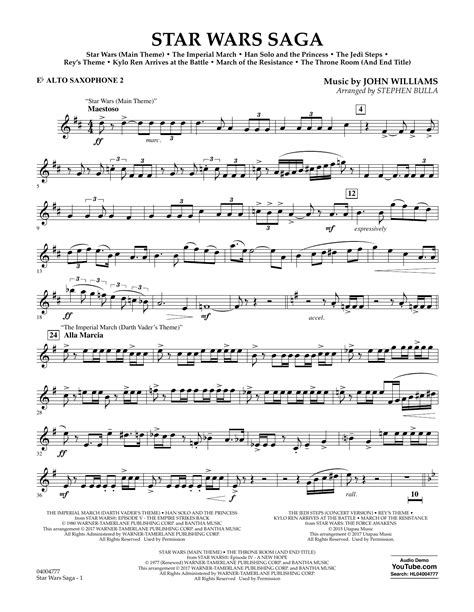 Alto Saxophone Sheet Music Star Wars