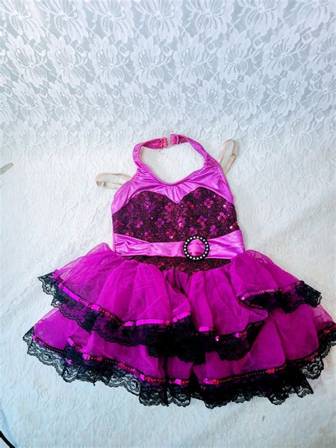 Weissman Pageant Dance Costume Leotard Size XSC Purpl… - Gem