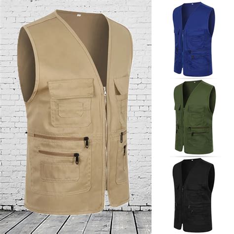 Gilet Classique Multi Poches Pour Hommes Veste En Fibre D Contract E