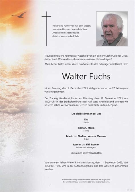 Walter Fuchs Bestattung M Rtenhuber