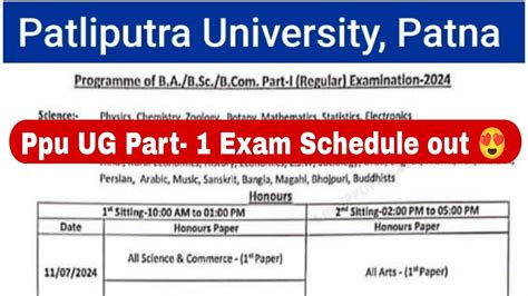 Patliputra University Ug Part Exam Schedule Out Ppu Ba Bsc Bcom