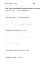 Precalculus Honors Module Six Lesson One Activity Docx Module