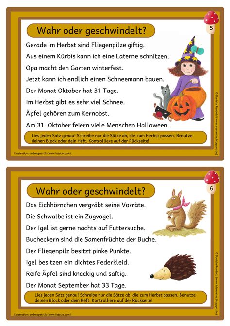 Neu Abschreibtexte Klasse Herbst