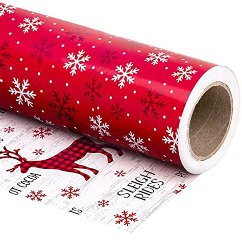 WRAPAHOLIC Reversible Christmas Wrapping Paper - Mini Roll - 17 Inch X ...