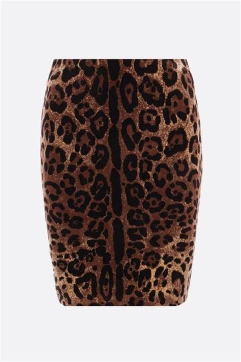 돌체앤가바나 여성 스커트 Leopard printed jacquard chenille miniskirt DOLCE GABBANA