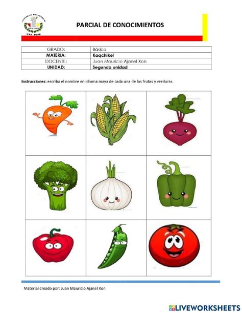 Las Frutas Y Verduras En Kaqchikel Worksheet 52800 Hot Sex Picture