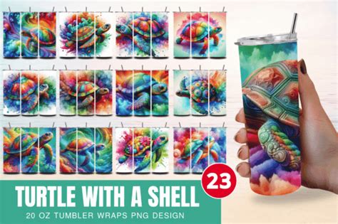 3D Turtle With A Shell 20Oz Tumbler Wrap Graphic By Craft Fair