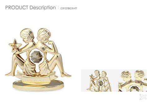 Crystocraft Gold Plated Metal Gemini Zodiac Signs Crystal Figurine