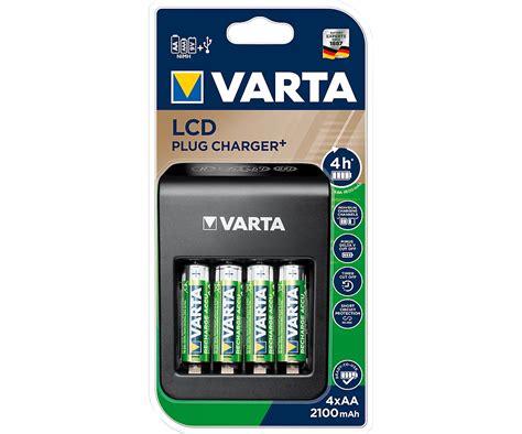 Batterieladegerät Varta LCD Plug Charger für 4 x Mignon AA Micro AAA 9