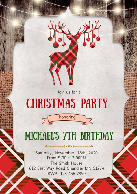 Christmas Birthday Party Invitation Template Postermywall